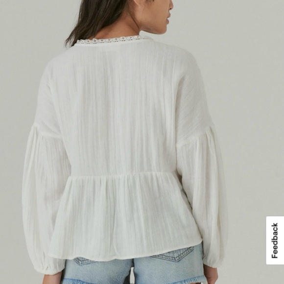 Lucky Brand White Crochet Detail Top - Picture 3 of 6